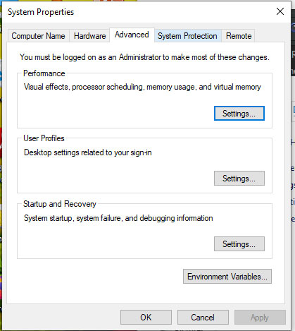 adavnced windows setting